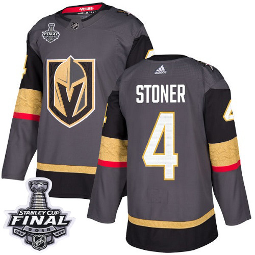 Adidas Golden Knights #4 Clayton Stoner Grey Home Authentic 2018 Stanley Cup Final Stitched Youth NHL Jersey